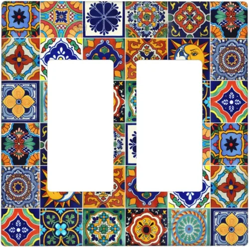 Miniatura 14 de Talavera - Azulejos mexicanos de una sola banda, placas de pared para decorar enchufes eléctricos, placa de interruptor, placa decorativa de pared