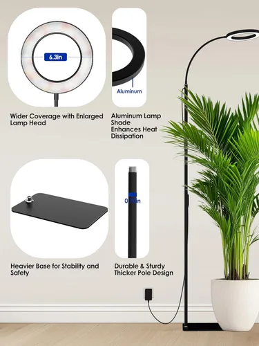 Miniatura 6 de GLOWRIUM Luces de Crecimiento para Plantas de Interior, Lámpara de Pie LED de Espectro Completo con Soporte de Altura y Ángulo Ajustables, Luz