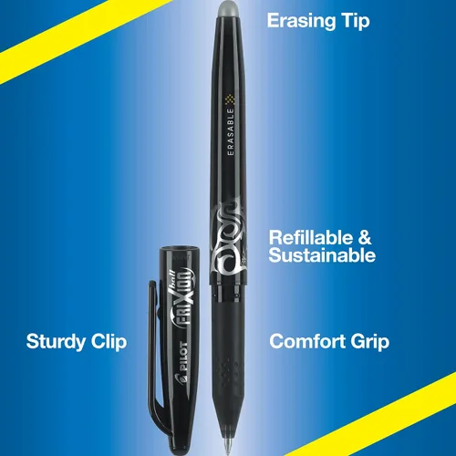 Miniatura 2 de PILOT FriXion Ball - Bolígrafos de gel borrables de 0.028 in, punta fina, 3 bolígrafos negros y 3 bolígrafos azules (paquete de 6)