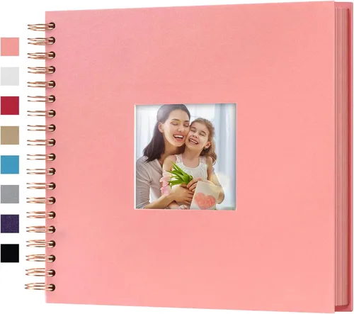Miniatura 24 de Álbum de fotos para scrapbook DIY de 10 x 10 pulgadas con cubierta de diseño de ventana, 80 páginas, libro de recuerdos de papel para manualidades