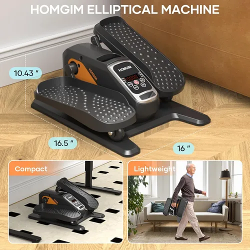 Miniatura 4 de HOMGIM Máquina elíptica para debajo del escritorio, ejercitador de piernas motorizado silencioso con control remoto inteligente, programas manuales