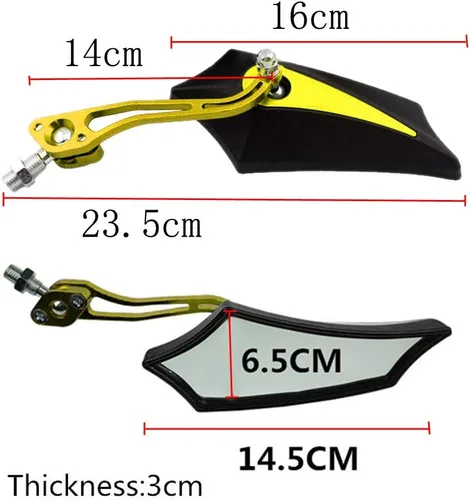 Miniatura 2 de ESUPPORT Oro Universal Motocicleta Motocicleta 0.315 in 0.394 in Espejo Lateral Vista Trasera ATV Scooter Bike