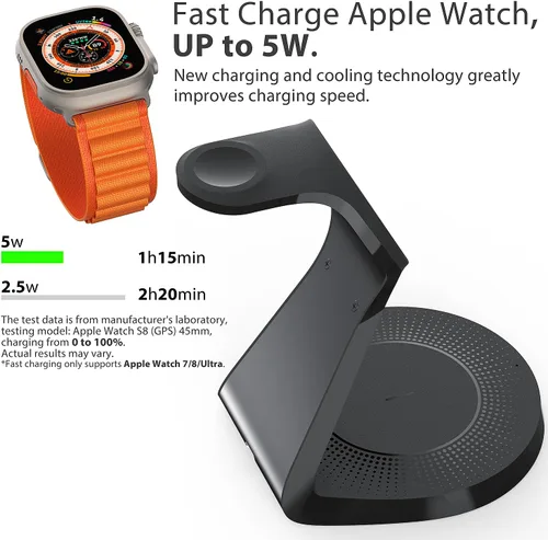 Miniatura 2 de Estación de carga 3 en 1 para dispositivos Apple, soporte de cargador Mag-Safe de carga rápida, cargador inalámbrico para iPhone serie