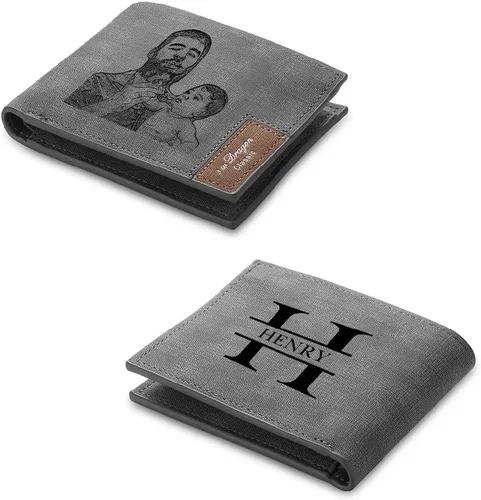 lagofit Carteras con fotos personalizadas para hombres, billetera personalizada con imagen, regalos personalizados para hombres, novios, padres,