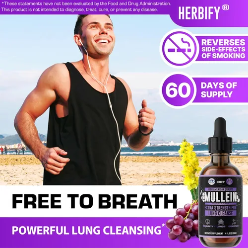 Miniatura 2 de HERBIFY Gotas de Gordolobo - Limpieza Pulmonar - Extracto de Hojas - Poderoso Gordolobo para Apoyo Inmune, Desintoxicación y Apoyo Respiratorio