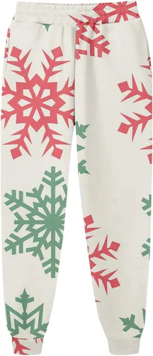 Miniatura 4 de Pantalones de chándal Estampado navideño para mujer rectos, cintura alta, elásticos, sueltos, básicos