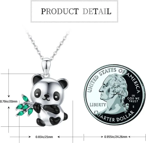 Miniatura 7 de CHENGHONG Panda Gifts - Collar de plata de ley 925 con bonito diseño de panda con colgante de animal de peluche, regalo de joyería de oso panda