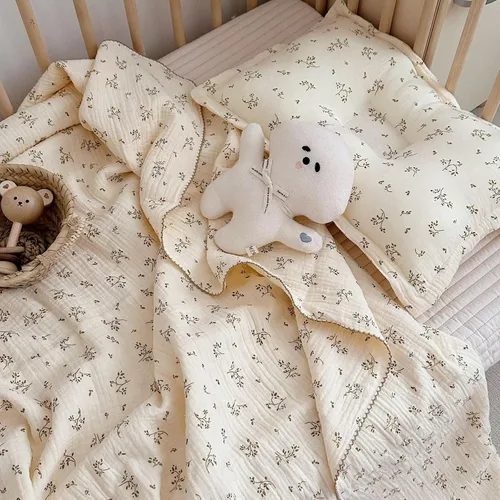 Miniatura 33 de BuLuTu Manta de 4 capas para niños pequeños, 100% algodón muselina, mantas de cama para niños, niñas, niños, con bonito patrón de flores de hibisco