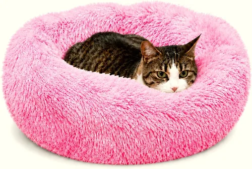 Miniatura 8 de Whiskers & Friends Camas para gatos de interior, cama mullida y calmante para gatos con forma de dona, cama para perros pequeños lavable, camas Gris