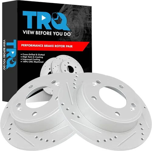 Miniatura 349 de TRQ Juego de rotores de freno de rendimiento trasero con revestimiento G premium compatible con Mazda 6 2014-2021