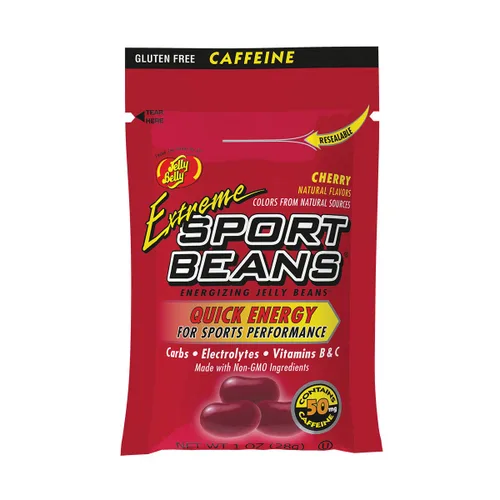 Extreme Sport Beans® - Gomitas energizantes para ejercicio con cafeína, electrolitos y vitaminas, por Jelly Belly - Sabor a cereza, caja de 24