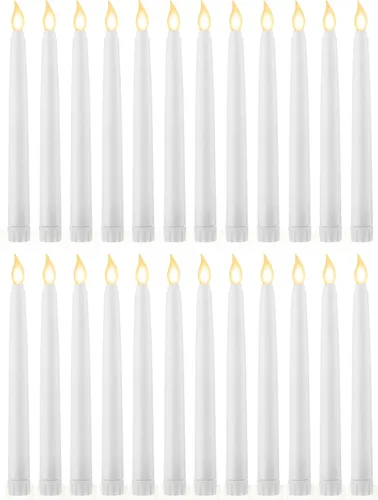 Miniatura 15 de Treela 24 piezas de velas cónicas sin llama, operadas con pilas, falsas a granel, velas de 11 pulgadas, luces LED, candelabros parpadeantes cónicos