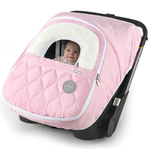 Miniatura 9 de Funda de asiento de automóvil para bebé, impermeable, resistente al viento, cálida funda de asiento de automóvil de invierno para asientos de Verde