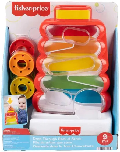 Miniatura 6 de Fisher-Price Juguete para bebé y niño pequeño Rock-a-Stack, actividad de caída de monedas para el juego de desarrollo de bebés de 9+ meses
