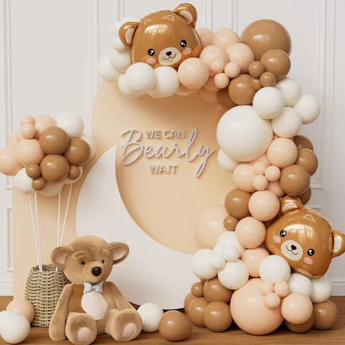 Miniatura 10 de Kit de Guirnalda de Globos con Oso 121 piezas Globos Marrone y Azul con Globos de Oso de Foil para la Decoración de Baby Shower y Fiesta