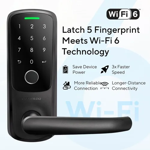 Miniatura 6 de ULTRALOQ Latch 5 La primera cerradura inteligente WiFi incorporada del mundo con huella dactilar, cerradura de puerta sin llave 5 en 1 con teclado