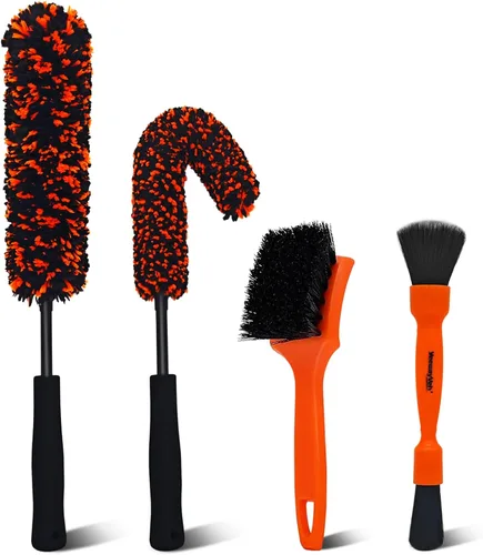 Miniatura 10 de YeewayVeh Cepillo de limpieza de ruedas de 3 piezas, cepillo limpiador de llantas planas de microfibra con 2 cubiertas extra reemplazables, kit