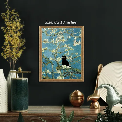 Miniatura 3 de Fantasy Artists Van Gogh - Lienzo decorativo para pared, diseño de gato negro con diseño de almendra y diseño de gato negro, pósteres de pintura al