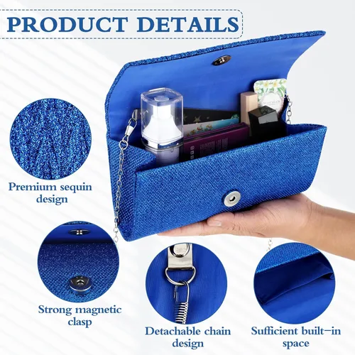Miniatura 2 de Giantree Bolso de noche para mujer, bolso de mano plisado con cadena desmontable para baile de graduación, boda, compromiso