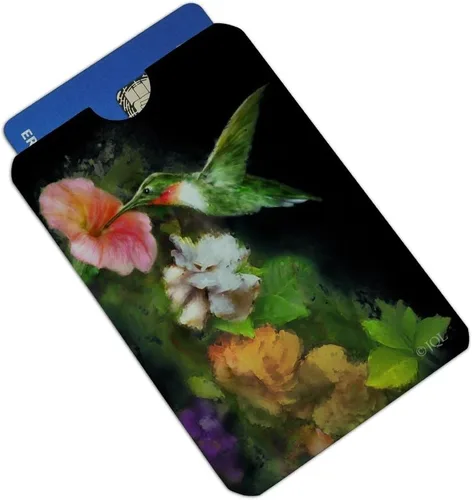 Miniatura 2 de GRAPHICS & MORE Ruby's - Juego de 4 fundas de bloqueo RFID para tarjetas de crédito, diseño de colibríes, diseño de flores, Multi colorido, Cartera