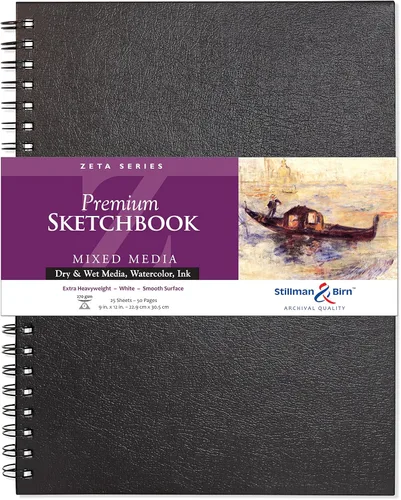 Stillman & Birn Zeta Series Cuaderno de bocetos encuadernado con alambre, 9 x 12 pulgadas, 9.52 oz/m² (extra pesado), papel blanco, superficie lisa