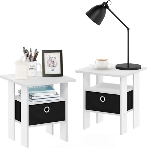 Miniatura 13 de Mesa de noche con cajón Furinno, Madera, Marrón oscuro/Negro