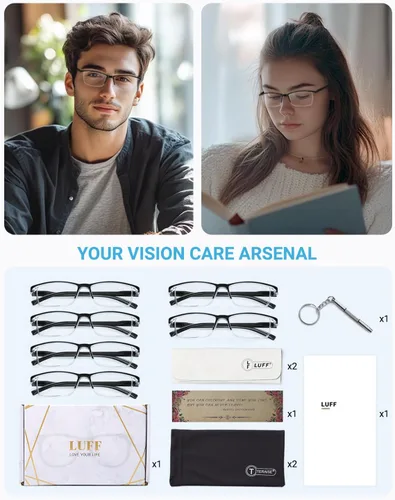 Miniatura 9 de LUFF 6 piezas Gafas de Lectura Anti-Rayos Azules Portátiles Ultra-Ligeras (0.00X)