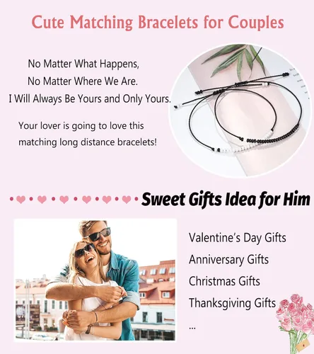 Miniatura 5 de UNGENT THEM - Pulseras Pinky Promise para parejas o mejores amigos juego de pulseras para relaciones a distancia bisutería de regalo para mujeres