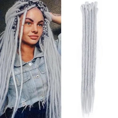 Miniatura 7 de Extensión de rastas de 24 pulgadas, color degradado para hip-hop, sintéticas, resistentes al calor, extensiones de rastas de terror reggae, Bleach