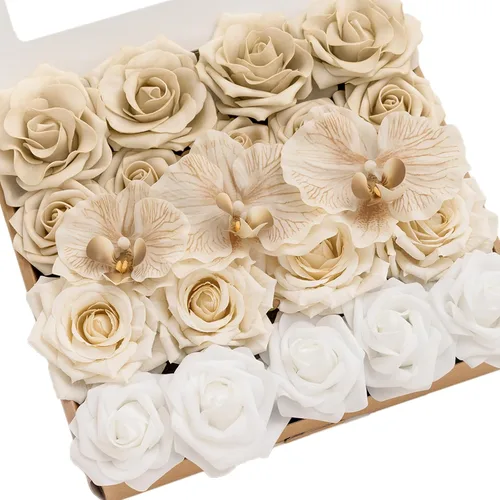 Miniatura 7 de Ling's moment Flores Artificiales de Seda Falsa Hortensias Rosas de Espuma Gardenias Falsas Combo para Bricolaje Ramos de Boda Centros de Mesa