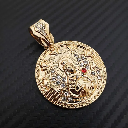 Miniatura 4 de Hip Hop Ice Lab Diamond Chapado en oro Santa Bárbara Medalla Colgante de moda