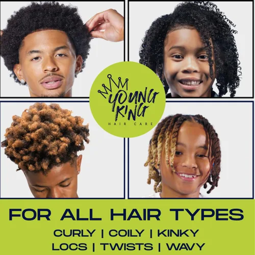 Miniatura 7 de YOUNG KING HAIR CARE Aceites esenciales para niños Nutre y fortalece los rizos naturales A base de plantas y sin daños 4 onzas