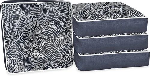 Miniatura 11 de Suntastic O'Linen - Juego de 4 cojines de mimbre para asiento de exterior e interior, para muebles de patio, 18 x 19 x 5 pulgadas, naranja quemado