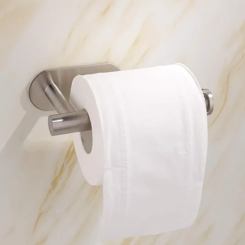 Miniatura 5 de Paquete de 2 soportes para papel higiénico autoadhesivo, soporte de pared para baño y baño, sin taladrar SUS304, plateado inoxidable Plata