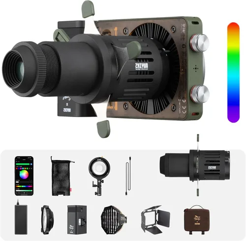 ZHIYUN MOLUS X100 RGB PRO 100W Luz de video [oficial] con mini proyector cónico óptico Snoot kit de fotografía estudio de iluminación de video