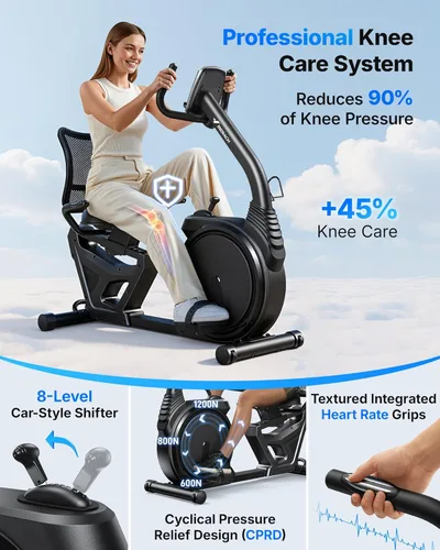 Miniatura 2 de MERACH Bicicletas reclinadas para ejercicios para el hogar, Bicicleta reclinada de alta gama ligera comercial para adultos mayores, Bicicleta Negro