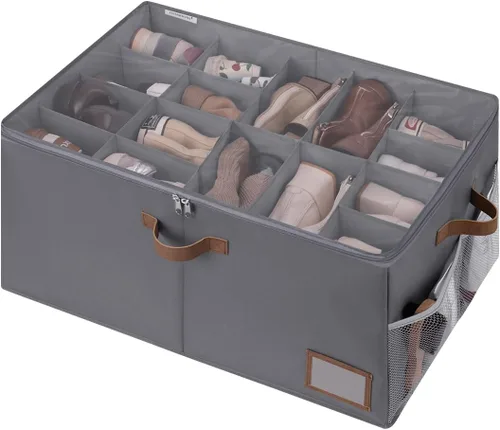 Miniatura 13 de StorageWorks Organizador de Zapatos para Armario, Cabe hasta 16 Pares, Contenedores de Almacenamiento de Zapatos Cubby con Bolsillo Lateral de Malla