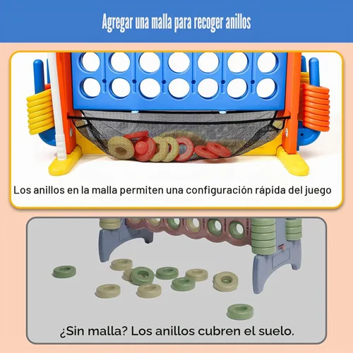 Miniatura 6 de Juego Gigante de Conectar 4 en Fila con Tela de Malla Altura Ajustable Set de Juego de Patio Jumbo 4-en-1 de 4-para-Anotar con Baloncesto, Golf