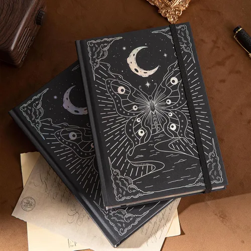 Miniatura 6 de TIEFOSSI Cuaderno de puntos, diario de mariposa para mujeres y hombres, papel grueso de 160 GSM con 256 páginas numeradas, diario de tapa dura A5