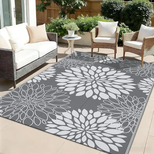 Miniatura 9 de Ileading Alfombra impermeable para exteriores de 5 x 8 pies, reversible, de paja de plástico, portátil, para interiores y exteriores, caravana