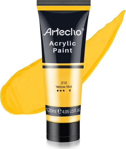 Miniatura 16 de Artecho - Pintura acrílica blanco titanio (120 ml / 4.05 oz), tubos de pintura para manualidades artísticas sobre lienzo, piedra, roca, madera