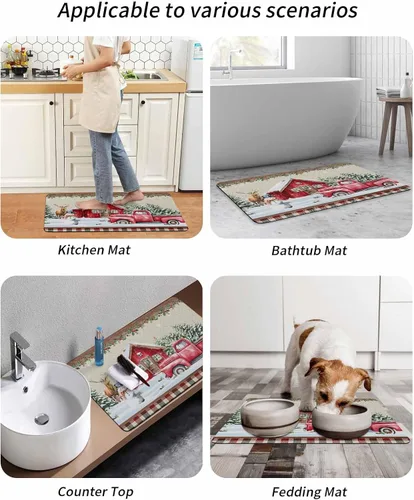 Miniatura 9 de Tapete de baño de Navidad para bañera, antideslizante, de secado rápido y absorbente, tierra de diatomeas, cocina, ducha, fregadero, lavable, muñeco