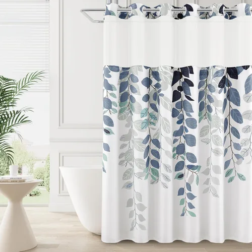 Miniatura 46 de BOODII Cortinas de ducha negras de 36 x 72 pulgadas, cortina de ducha de eucalipto de primavera para baño, cortina de baño con textura de flameado