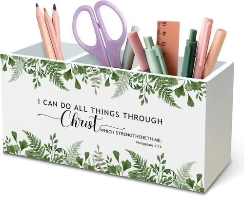 Miniatura 10 de DILSJ Organizador de lápices de flores silvestres cristianas para escritorio, regalos cristianos para mujeres, sus misericordias son nuevas cada