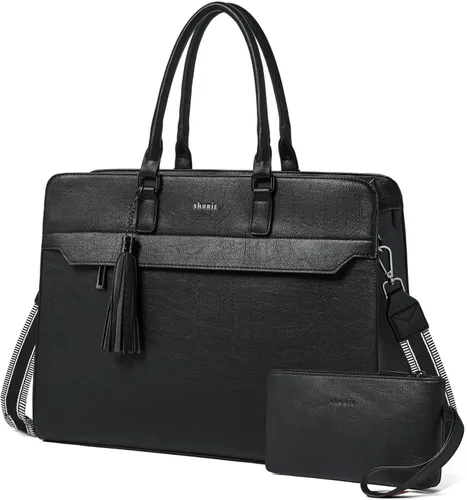 Miniatura 12 de Shrrie Bolsa para laptop de 17 pulgadas para mujer, bolsa de trabajo resistente al agua, maletín con bolso