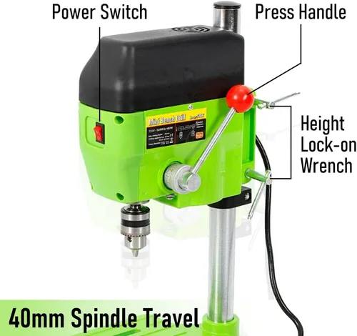 Miniatura 5 de Mini soporte de prensa de taladro de banco, banco de trabajo de taladro portátil de 480 W, herramienta de reparación de perforación de metal DIY