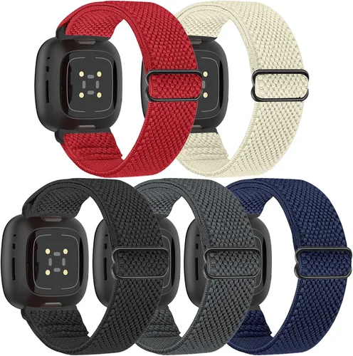 Miniatura 9 de Bandas elásticas compatibles con Fitbit Versa 4/Versa 3/Sense 2/Sense, correas de repuesto deportivas de nailon ajustables para mujeres y hombres
