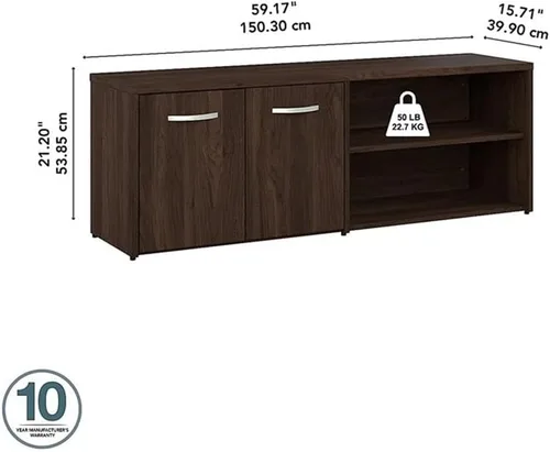 Miniatura 3 de Bush Business Furniture Studio C - Armario de almacenamiento bajo con puertas y estantes en nogal negro, organizador de oficina para espacio