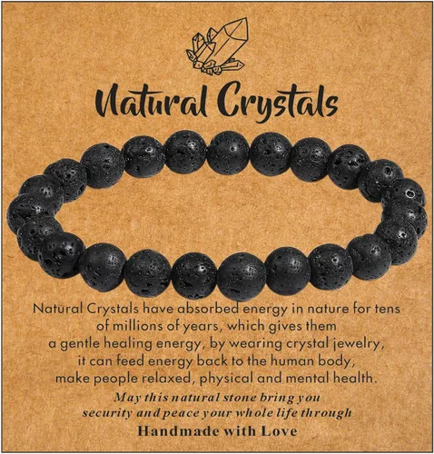 MAIBAOTA Pulseras de cristal curativo para mujer, pulseras de cuentas de piedra natural de 0.315 in, pulsera elástica de piedras preciosas redondas,