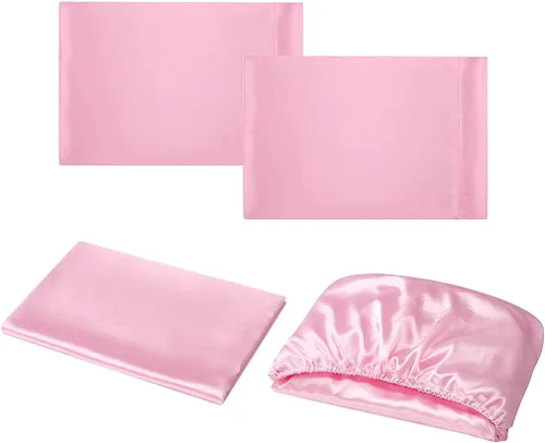 Miniatura 130 de Homiest Juego de sábanas de satén de lujo de 3 piezas con bolsillo profundo, 1 sábana bajera + 1 sábana encimera + 1 funda de almohada